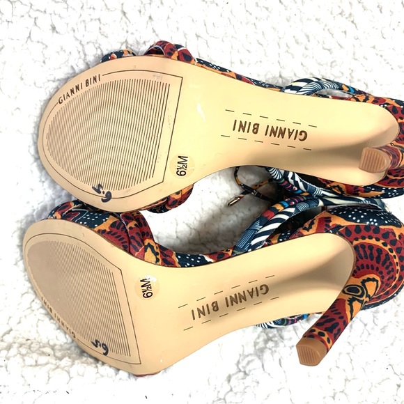 Gianni Bini Abbrie Print Ankle Tie Sandals - Picture 9 of 9